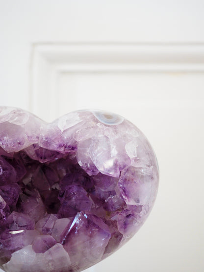 Amethyst Herz auf Halter . Ständer 16cm - aus Brasilien