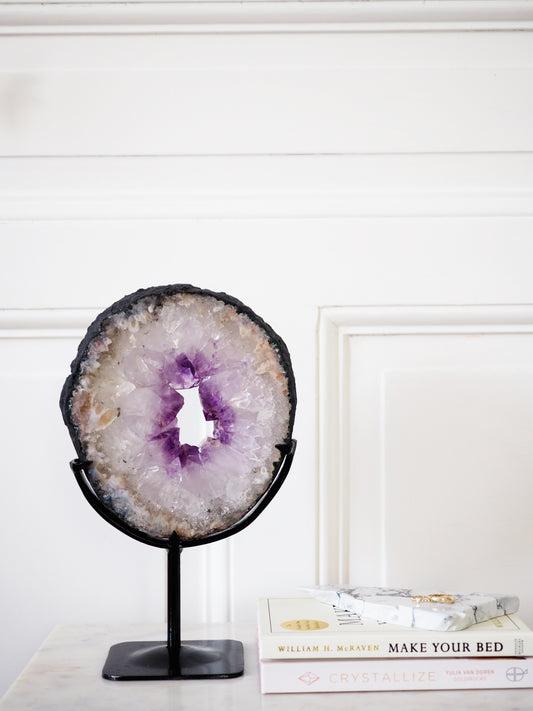 Amethyst Portal mit Pink Amethyst Details auf Ständer ca.26  cm - aus Brasilien HIGH QUALITY