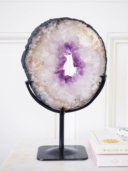 Amethyst Portal mit Pink Amethyst Details auf Ständer ca.26  cm - aus Brasilien HIGH QUALITY