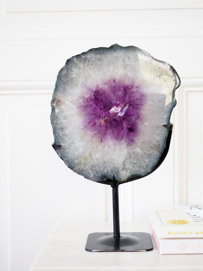 Amethyst Portal mit Blumenachat Details auf Ständer  [xx] ca xx Kg xx cm - aus Brasilien HIGH QUALITY