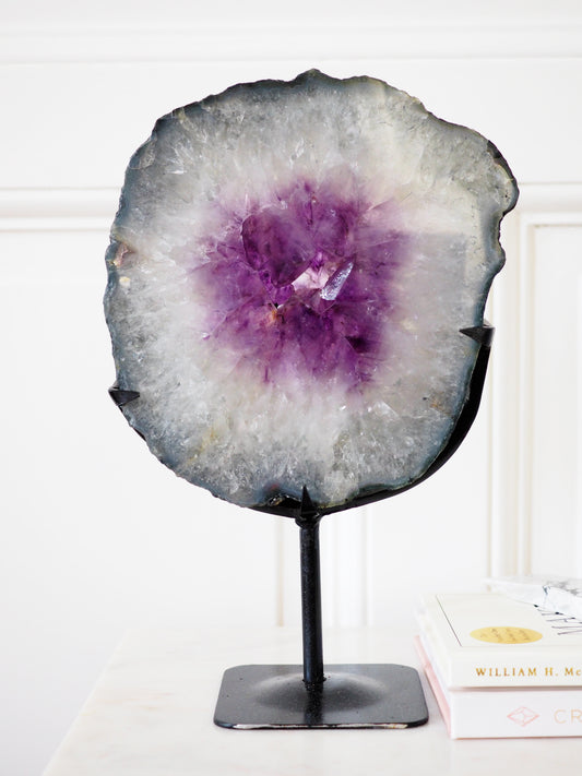 Amethyst Portal mit Blumenachat Details auf Ständer  [xx] ca xx Kg xx cm - aus Brasilien HIGH QUALITY