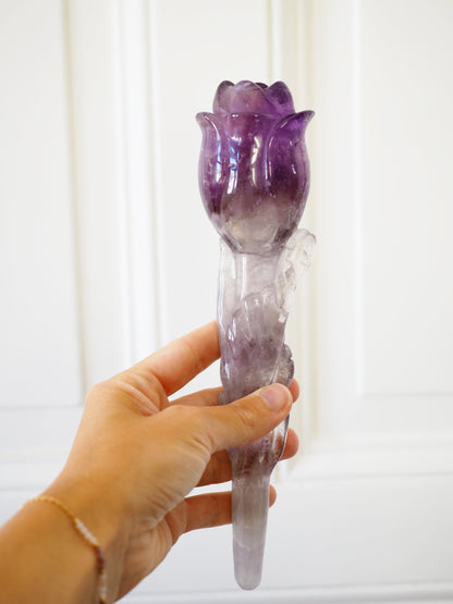 Rose aus Jacare Amethyst & Ametrin  22.5cm 330g - aus Brasilien Hand Carved