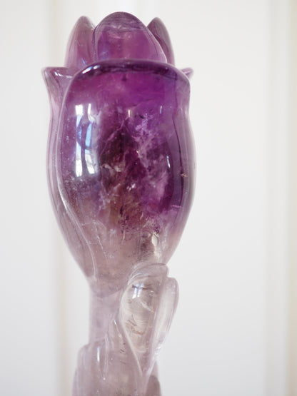 Rose aus Jacare Amethyst & Ametrin  22.5cm 330g - aus Brasilien Hand Carved