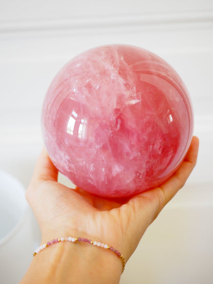 Deep Pink Gemmy Star Rosenquarz Kugel ca. 11cm 2.1Kg - aus Mozambique HIGH QUALITY