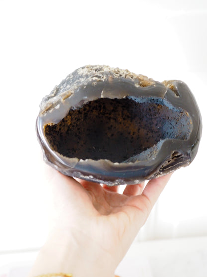 Schwarze mystische Achat Geode . Agate Geode  ca 14 cm [xx] - aus Brasilien High Quality Handpoliert