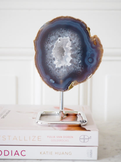 Druzy Achat Geode auf Ständer 11. Halter ca 11-15 cm  - aus Brasilien HIGH QUALITY Handpoliert