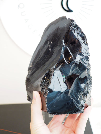 Schwarzer Obsidian [A] ca. 15 cm - aus Brasilien HIGH QUALITY