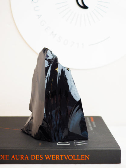 Schwarzer Obsidian [B] ca. 15 cm - aus Brasilien HIGH QUALITY