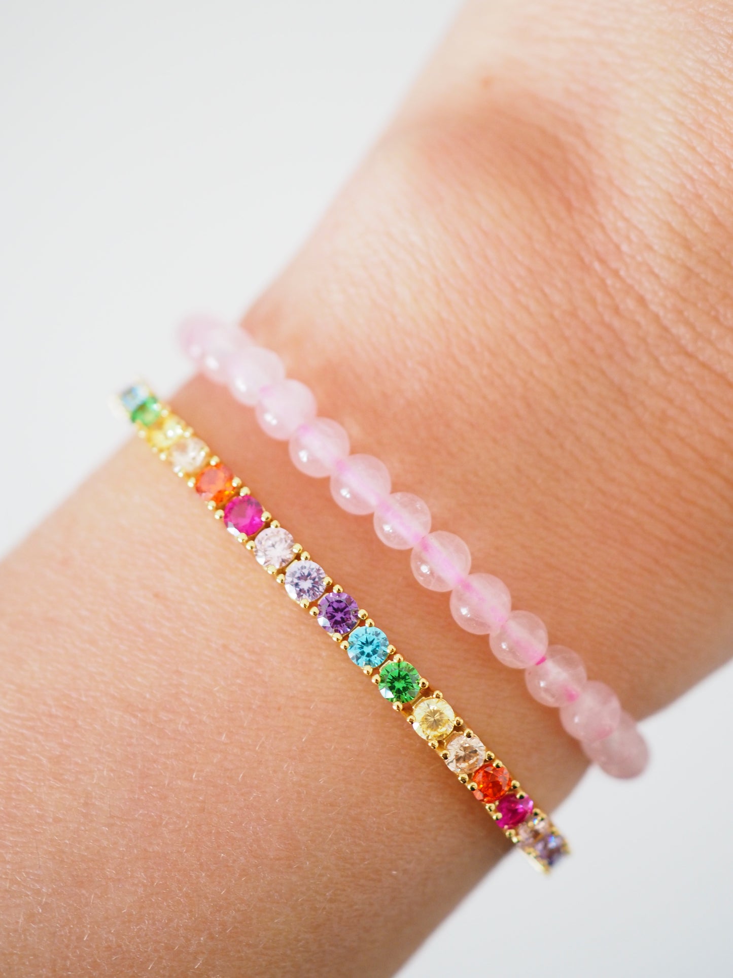 CRYSTAL KIDS - Rosenquarz Kugelarmband bis 14cm