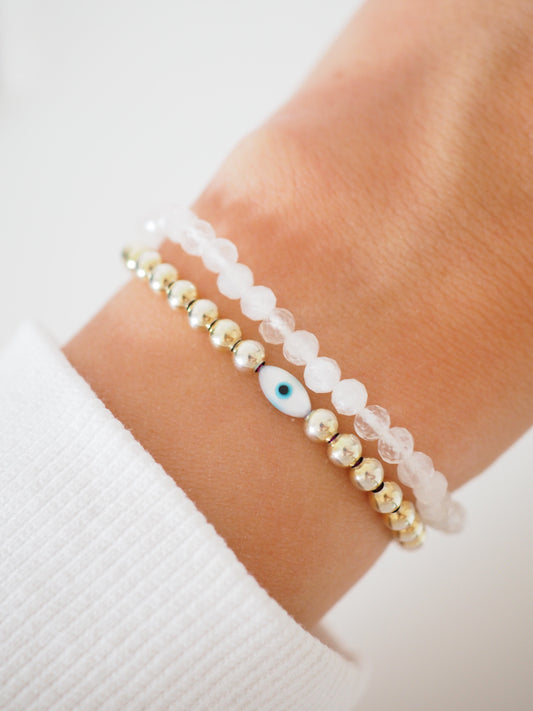 Facettiertes weisses Mondstein Armband . Faceted White Moonstone Bracelet 4mm - HIGH QUALITY