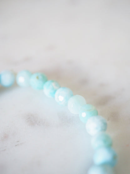 Larimar Kugel Armband Facettiert ca. 6 mm - Larimar aus der Dominikanischen Republik AAA Qualität