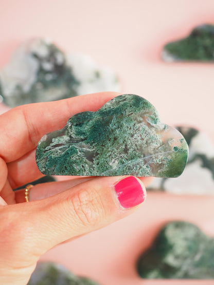 Moos Achat Wolke / Moss Agate Cloud 7-9 cm  -aus China / Indien