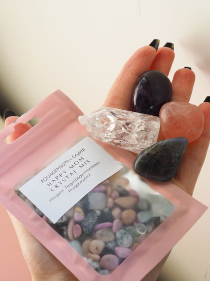 HAPPY MOM Crystal Box . Rosenquarz . Labradorit . Amethyst . HAPPY MOM CRYSTAL MIX - GESCHENKSET